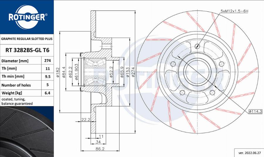 Rotinger RT 3282BS-GL T6 - Discofreno autozon.pro