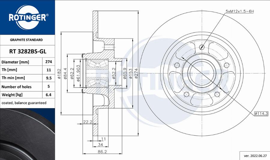 Rotinger RT 3282BS-GL - Discofreno autozon.pro