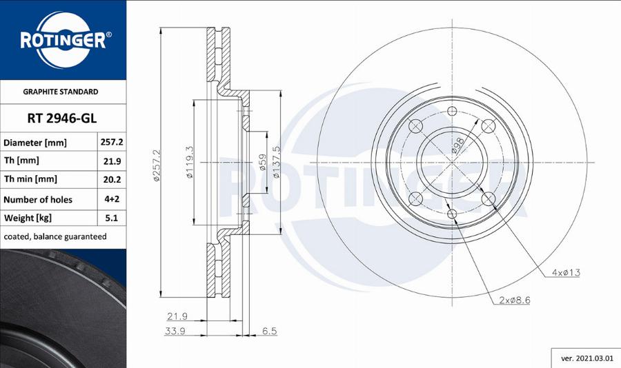 Rotinger RT 2946-GL - Discofreno autozon.pro