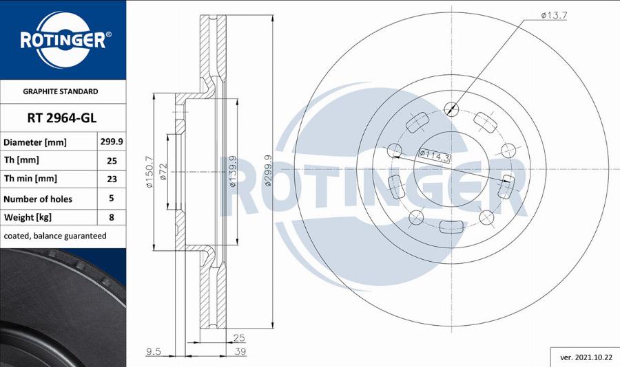 Rotinger RT 2964-GL - Discofreno autozon.pro