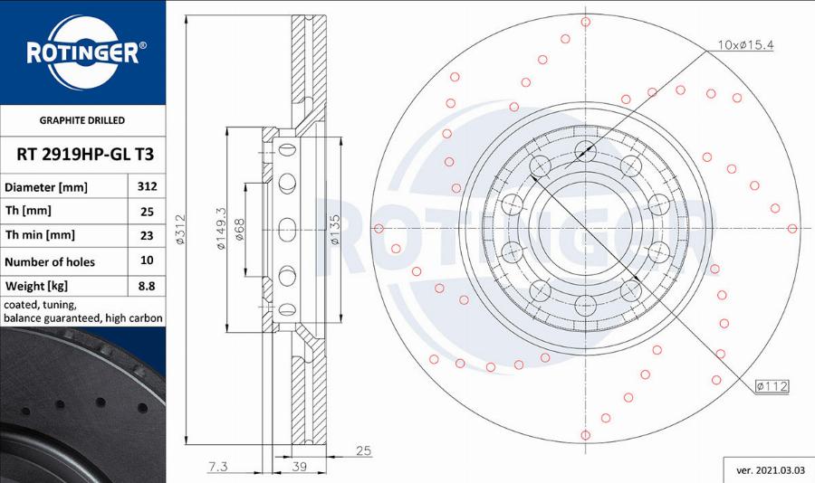 Rotinger RT 2919HP-GL T3 - Discofreno autozon.pro