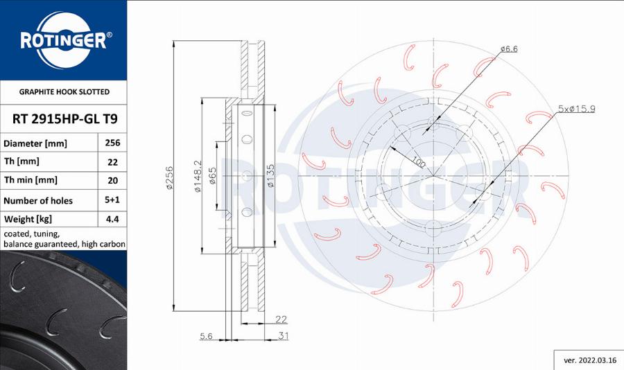 Rotinger RT 2915HP-GL T9 - Discofreno autozon.pro