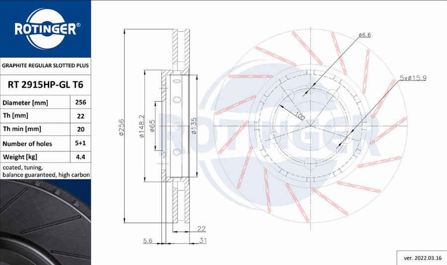 Rotinger RT 2915HP-GL T6 - Discofreno autozon.pro