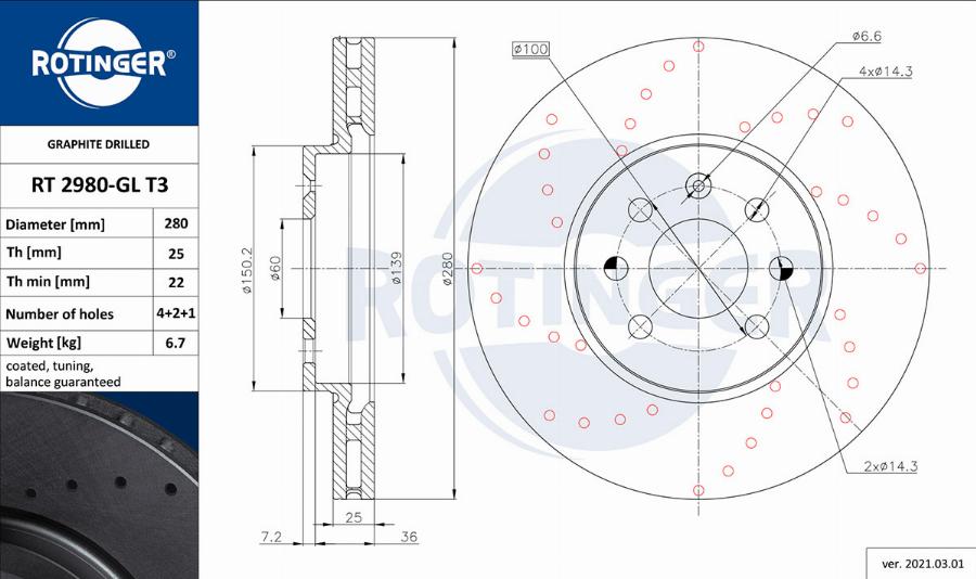 Rotinger RT 2980-GL T3 - Discofreno autozon.pro