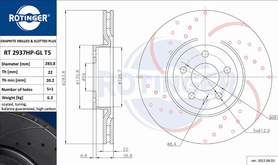 Rotinger RT 2937HP-GL T5 - Discofreno autozon.pro