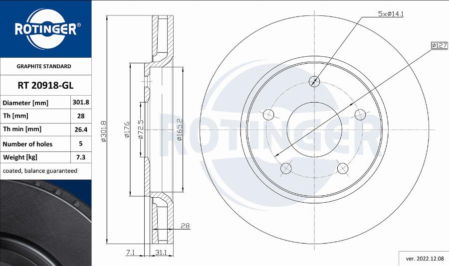 Rotinger RT 20918-GL - Discofreno autozon.pro