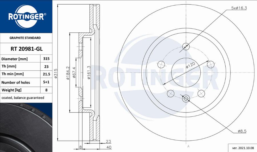 Rotinger RT 20981-GL - Discofreno autozon.pro