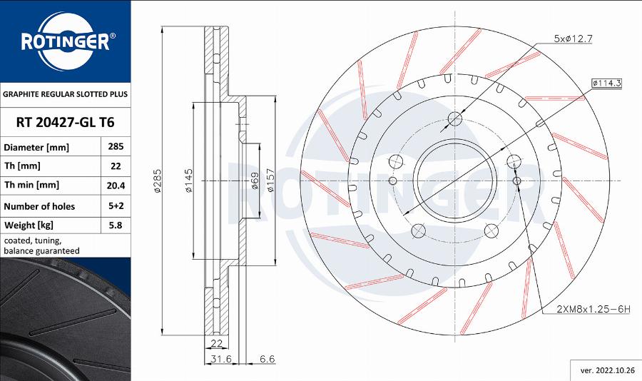 Rotinger RT 20427-GL T6 - Discofreno autozon.pro