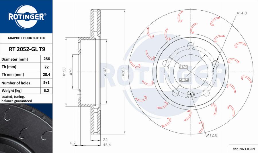 Rotinger RT 2052-GL T9 - Discofreno autozon.pro