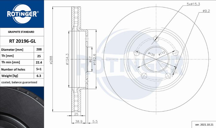 Rotinger RT 20196-GL - Discofreno autozon.pro