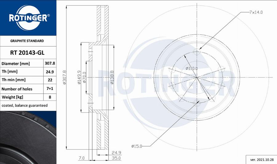 Rotinger RT 20143-GL - Discofreno autozon.pro