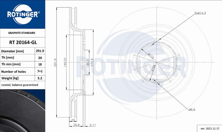 Rotinger RT 20164-GL - Discofreno autozon.pro