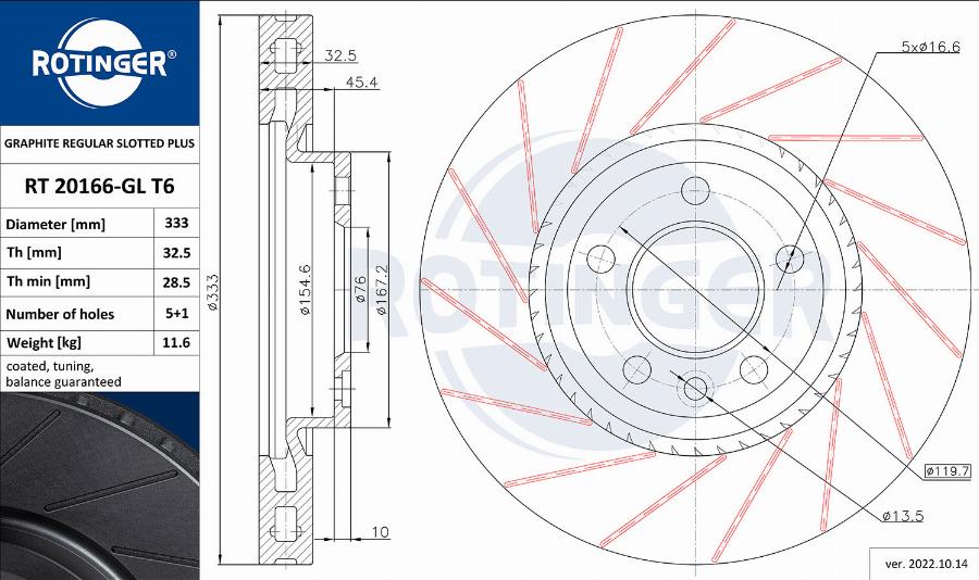 Rotinger RT 20166-GL T6 - Discofreno autozon.pro