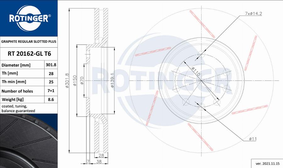 Rotinger RT 20162-GL T6 - Discofreno autozon.pro