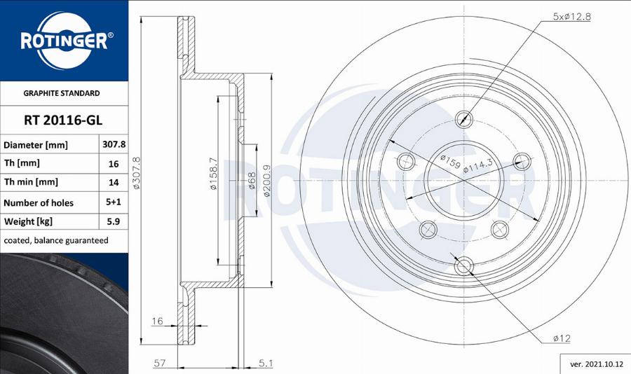 Rotinger RT 20116-GL - Discofreno autozon.pro