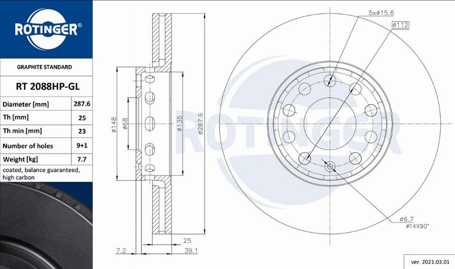 Rotinger RT 2088HP-GL - Discofreno autozon.pro