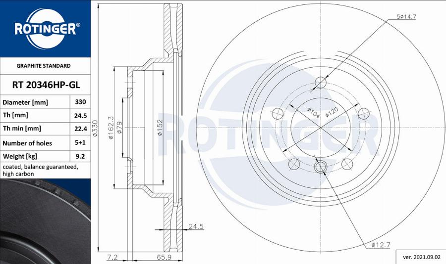 Rotinger RT 20346HP-GL - Discofreno autozon.pro