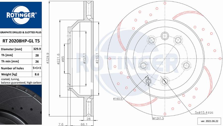 Rotinger RT 20208HP-GL T5 - Discofreno autozon.pro