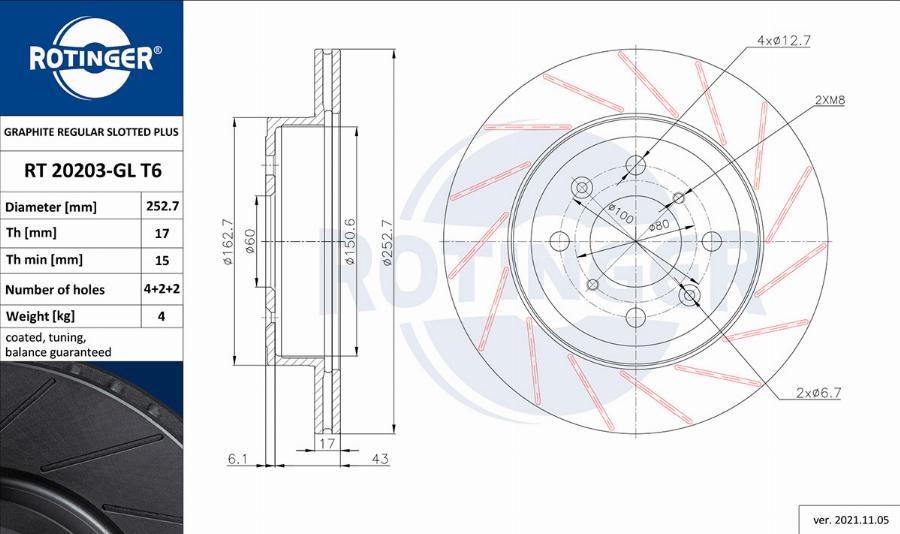 Rotinger RT 20203-GL T6 - Discofreno autozon.pro