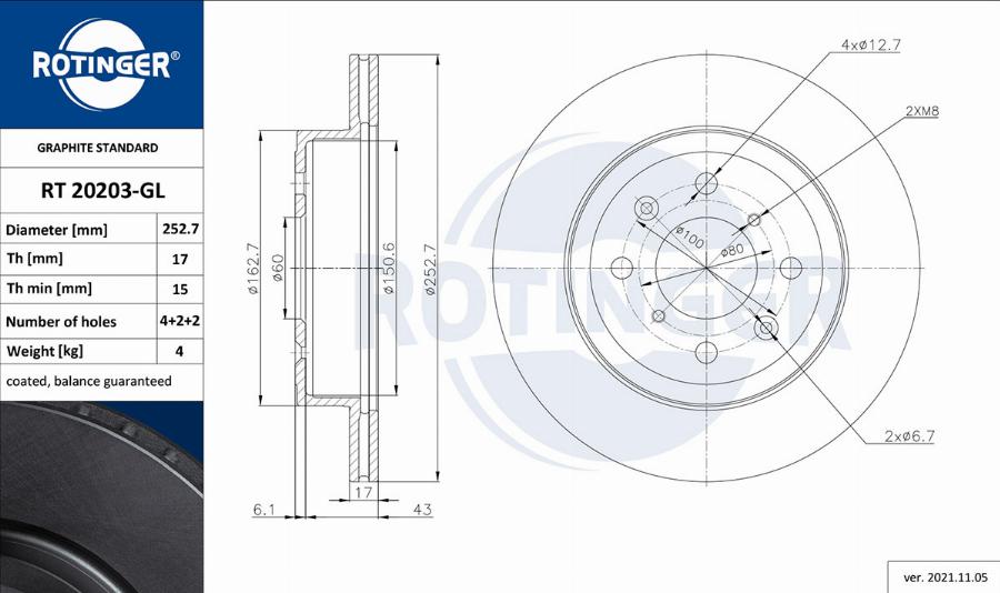 Rotinger RT 20203-GL - Discofreno autozon.pro