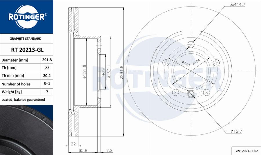 Rotinger RT 20213-GL - Discofreno autozon.pro