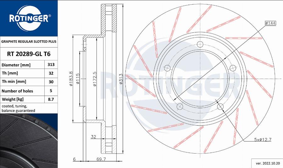 Rotinger RT 20289-GL T6 - Discofreno autozon.pro