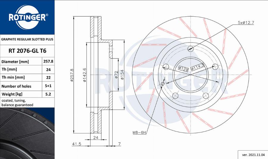 Rotinger RT 2076-GL T6 - Discofreno autozon.pro