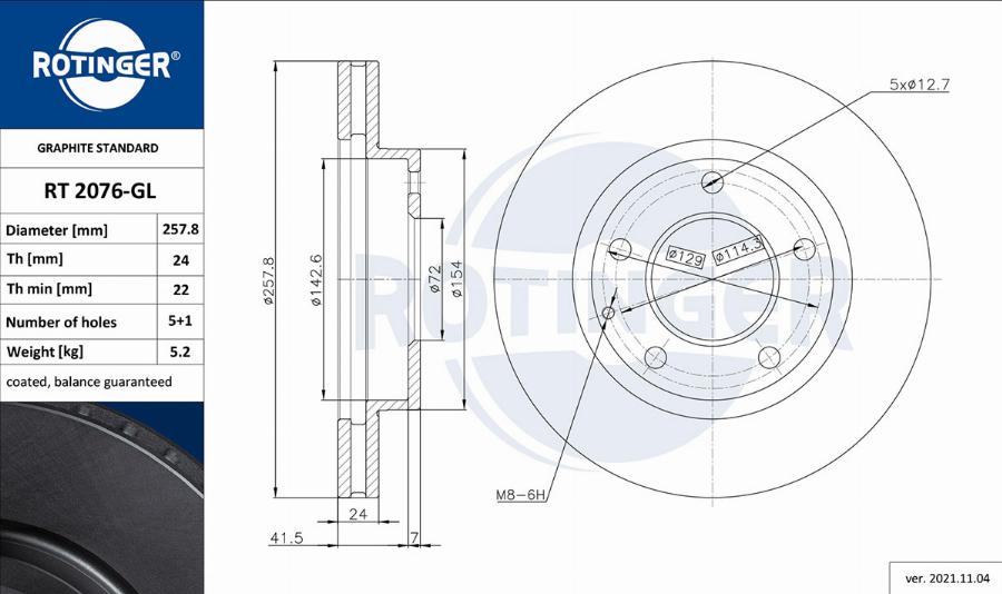 Rotinger RT 2076-GL - Discofreno autozon.pro