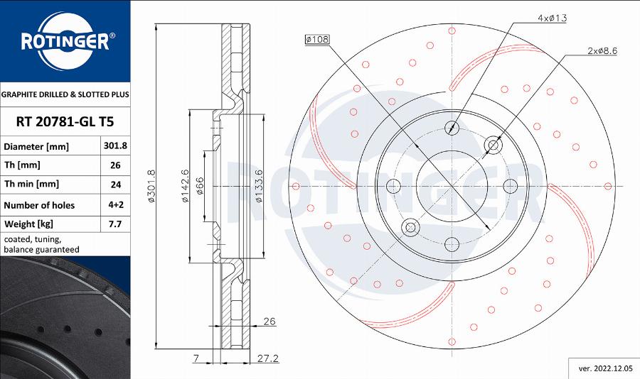 Rotinger RT 20781-GL T5 - Discofreno autozon.pro