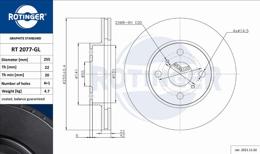 Rotinger RT 2077-GL - Discofreno autozon.pro