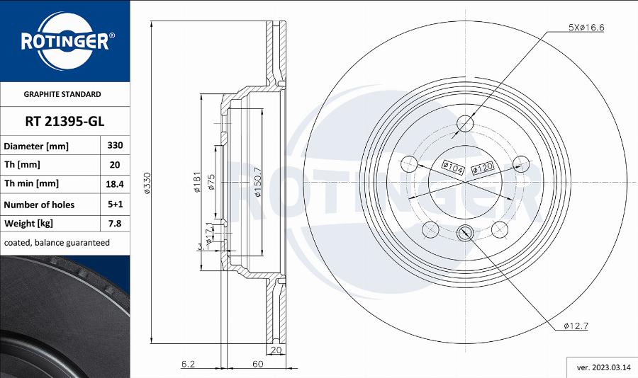 Rotinger RT 21395-GL - Discofreno autozon.pro