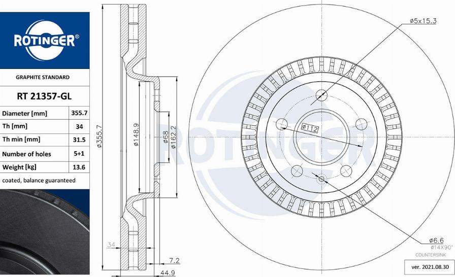 Rotinger RT 21357-GL - Discofreno autozon.pro