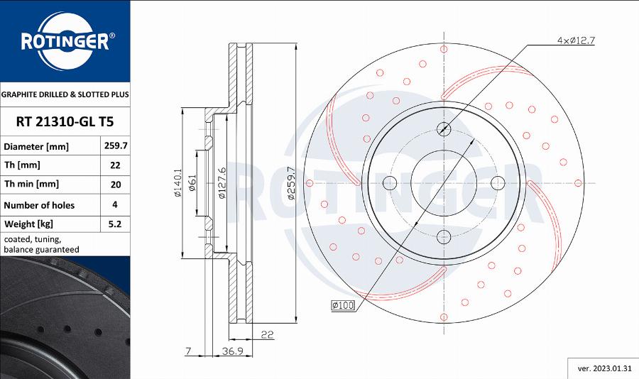 Rotinger RT 21310-GL T5 - Discofreno autozon.pro