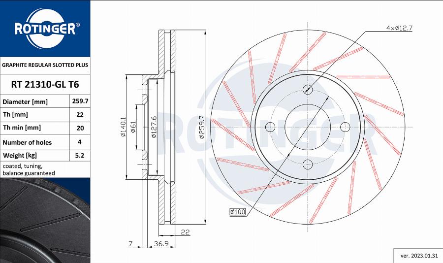 Rotinger RT 21310-GL T6 - Discofreno autozon.pro