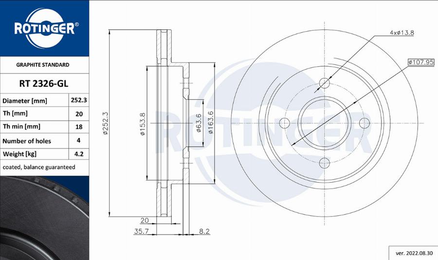 Rotinger RT 2326-GL - Discofreno autozon.pro