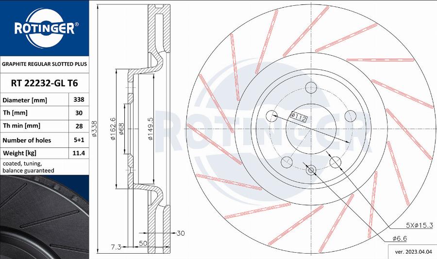 Rotinger RT 22232-GL T6 - Discofreno autozon.pro