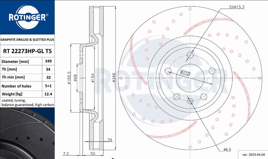 Rotinger RT 22273HP-GL T5 - Discofreno autozon.pro