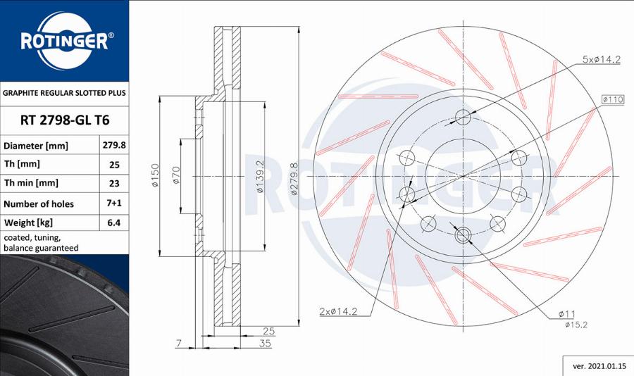 Rotinger RT 2798-GL T6 - Discofreno autozon.pro