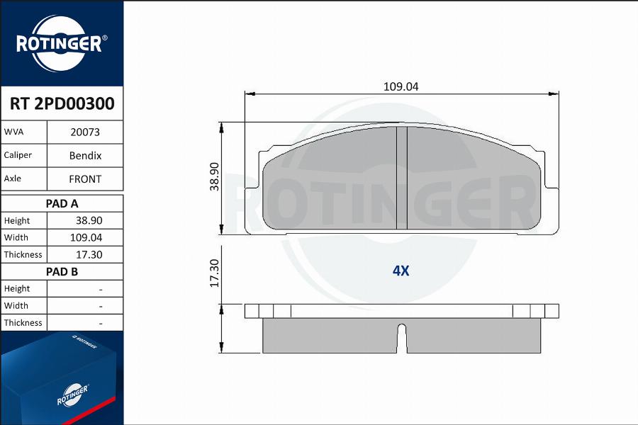 Rotinger RT 2PD00300 - Kit pastiglie freno, Freno a disco autozon.pro