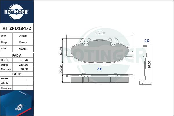 Rotinger RT 2PD19472 - Kit pastiglie freno, Freno a disco autozon.pro