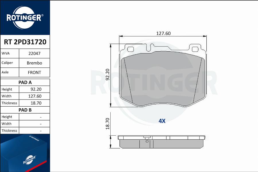 Rotinger RT 2PD31720 - Kit pastiglie freno, Freno a disco autozon.pro