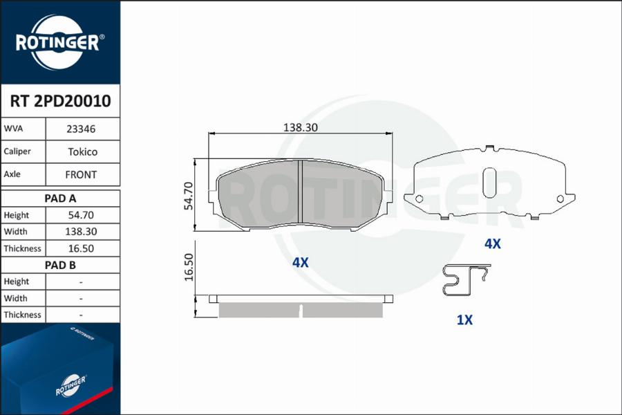 Rotinger RT 2PD20010 - Kit pastiglie freno, Freno a disco autozon.pro