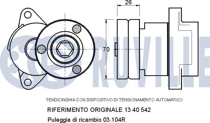 Ruville 540525 - Tendicinghia, Cinghia Poly-V autozon.pro