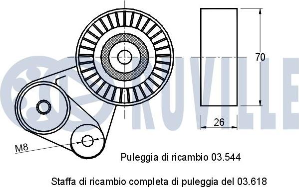 Ruville 540814 - Tendicinghia, Cinghia Poly-V autozon.pro