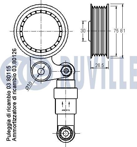 Ruville 540825 - Tendicinghia, Cinghia Poly-V autozon.pro