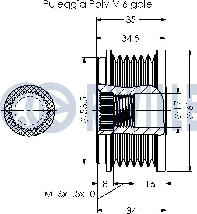 Ruville 541037 - Puleggia cinghia, Alternatore autozon.pro