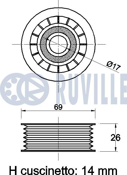 Ruville 541267 - Galoppino / Guidacinghia, Cinghia Poly-V autozon.pro