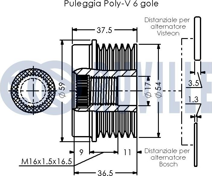 Ruville 542504 - Puleggia cinghia, Alternatore autozon.pro