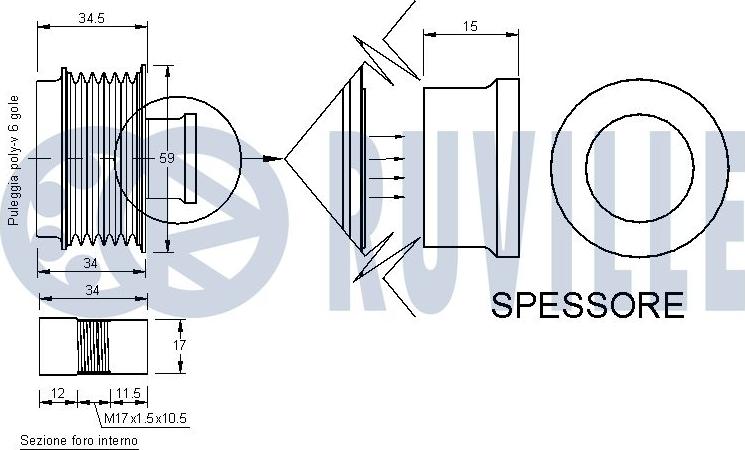 Ruville 542112 - Puleggia cinghia, Alternatore autozon.pro