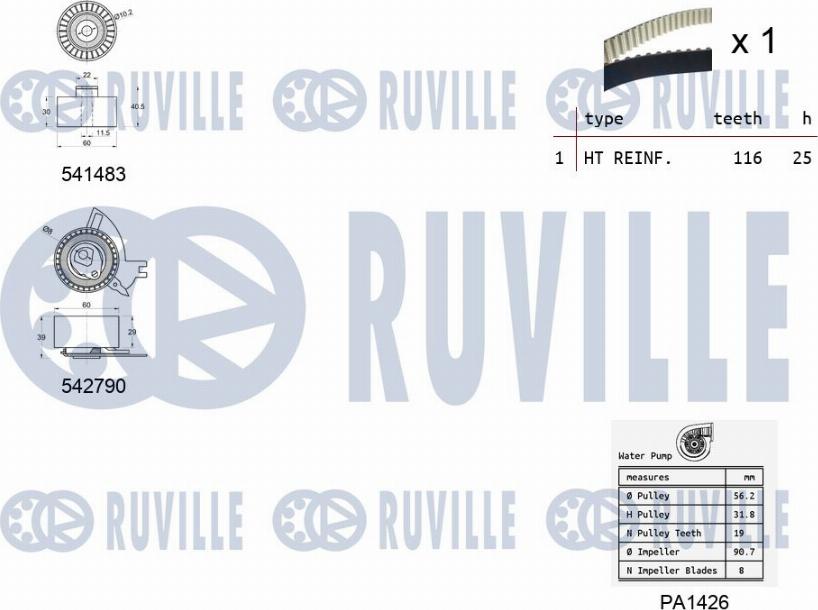 Ruville 5504271 - Pompa acqua + Kit cinghie dentate autozon.pro